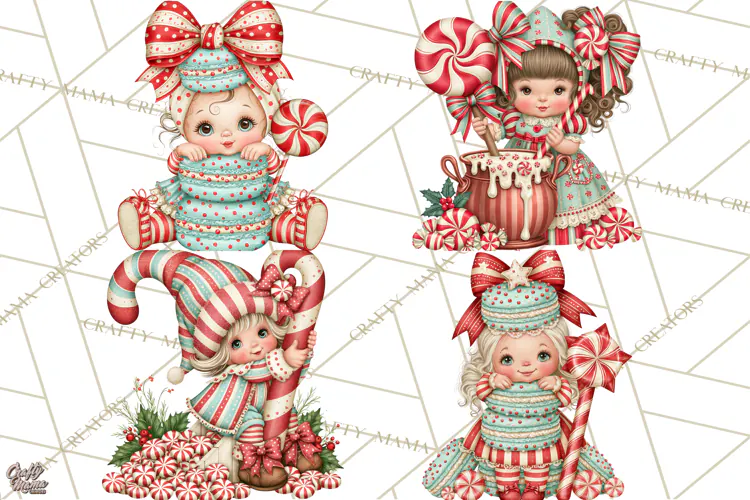 Whimsical Peppermint Bakery PNG Christmas Clipart