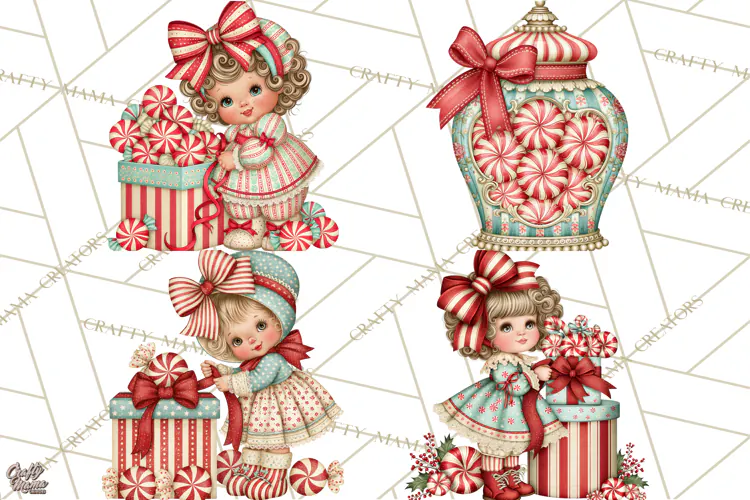 Whimsical Peppermint Bakery PNG Christmas Clipart