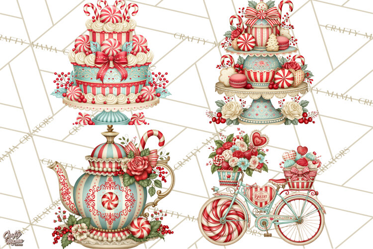 Whimsical Peppermint Bakery PNG Christmas Clipart example image 1