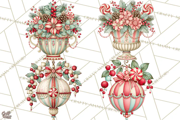 Whimsical Peppermint Garden PNG Christmas Clipart