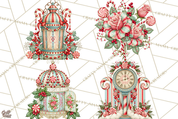 Whimsical Peppermint Garden PNG Christmas Clipart example image 1