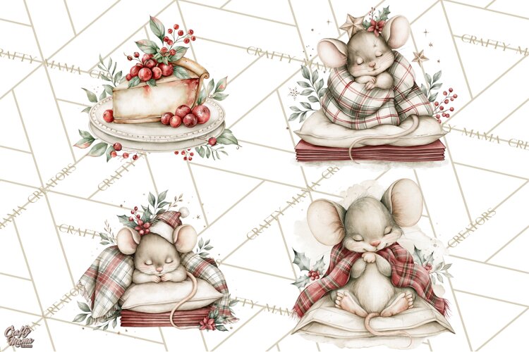 Watercolor Christmas Clipart PNG, Holiday Graphics PNG example image 1