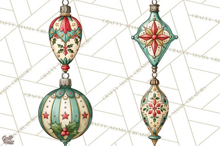 Vintage Christmas Clipart Accessories, Holiday Doodle PNG