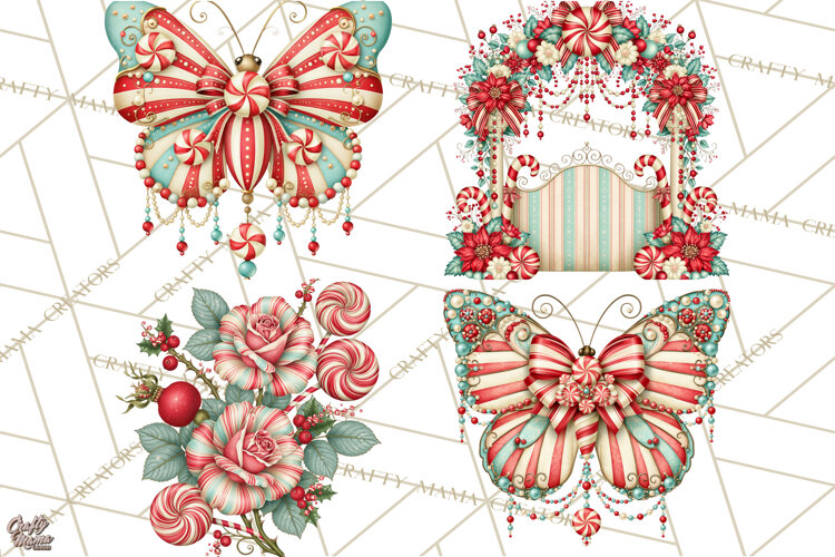 Whimsical Peppermint Garden PNG Christmas Clipart example image 1