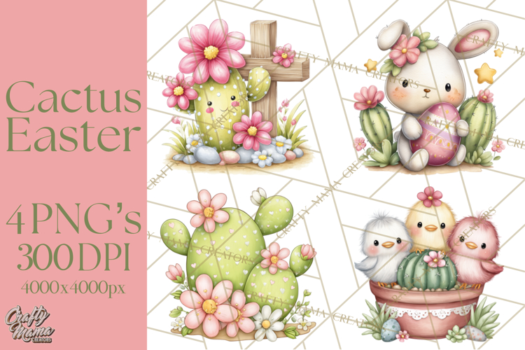 Easter Cactus Clipart, Easter Bunny, Faith, Easter PNG