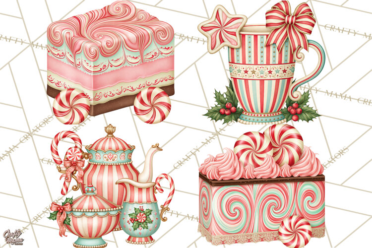 Whimsical Peppermint Bakery PNG Christmas Clipart example image 1