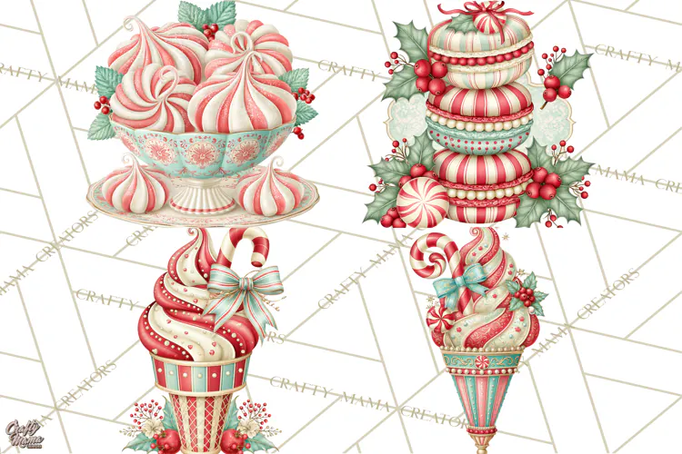 Whimsical Peppermint Bakery PNG Christmas Clipart