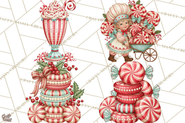 Whimsical Peppermint Bakery PNG Christmas Clipart example image 1