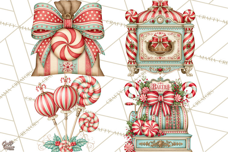 Whimsical Peppermint Bakery PNG Christmas Clipart example image 1