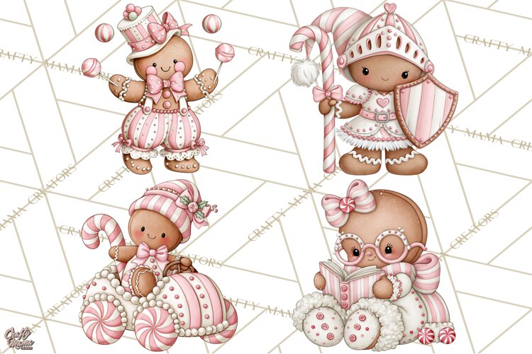 Pink Gingerbread Clipart PNG, Cute Christmas Gingerbread example image 1