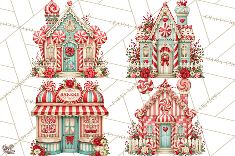 Whimsical Peppermint Bakery PNG Christmas Clipart example image 1