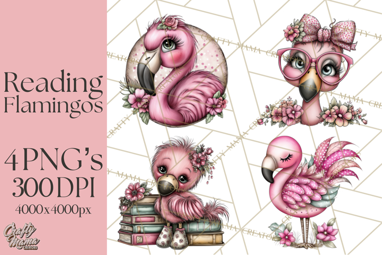 Flamingo Librarian Reading Clipart PNG
