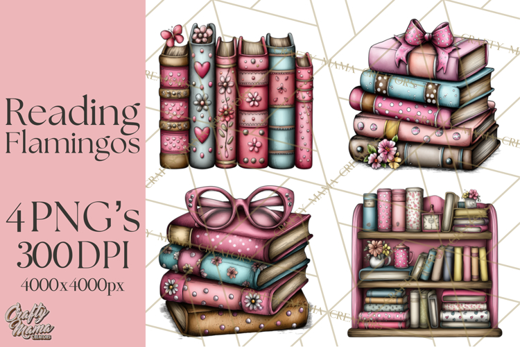 Flamingo Librarian Reading Clipart PNG