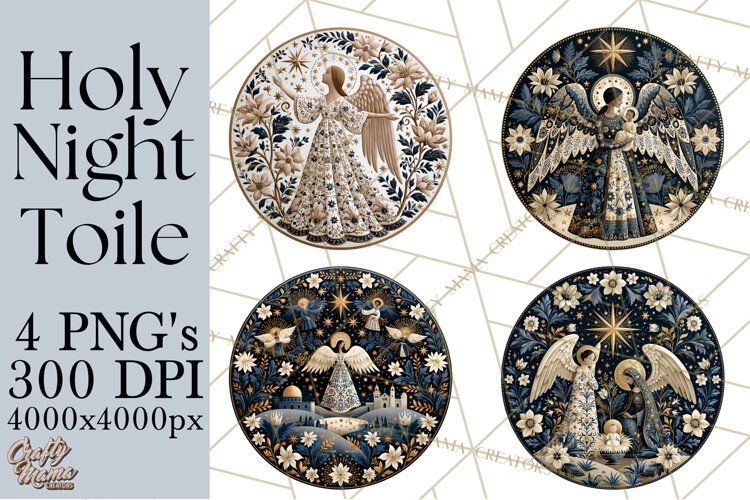 Sacred Christmas Toile Medallions PNG, Christian Christmas