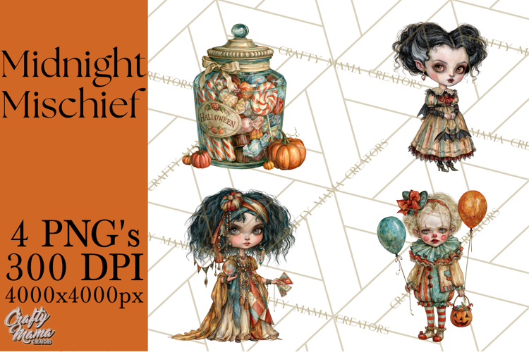 Spooky Kids PNG, Vintage Halloween Clipart