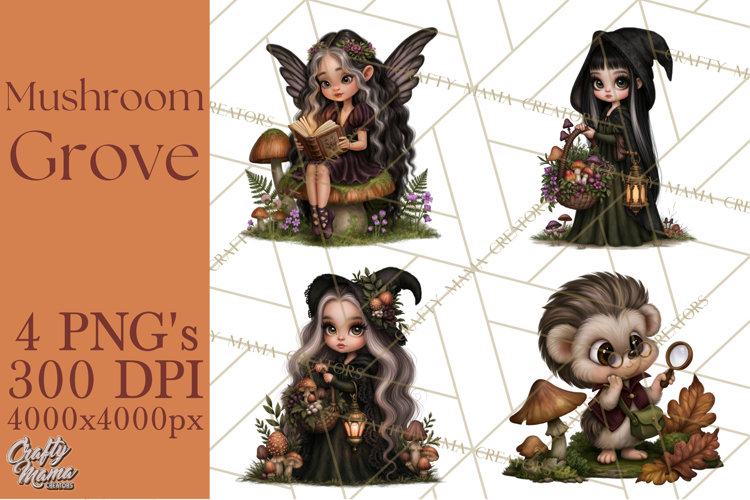 Gothic Mushroom Clipart PNG, Halloween Forest Characters