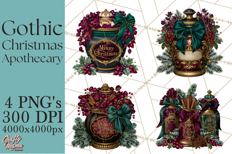 Gothic Christmas Apothecary PNG, Christmas Potions