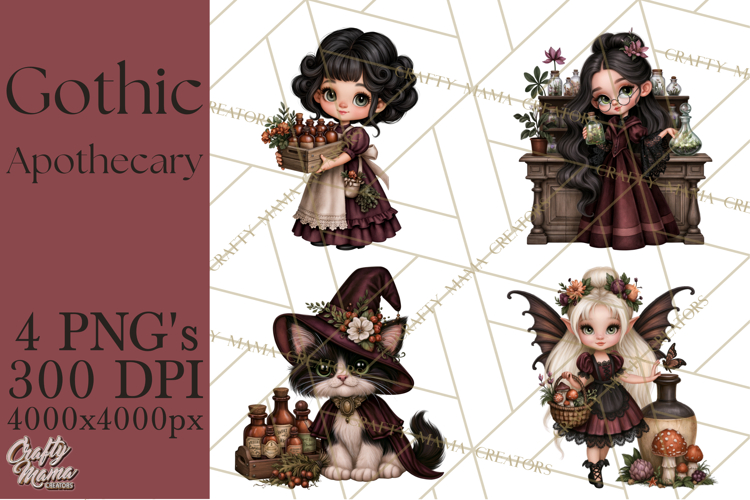 Gothic Apothecary Clipart PNG, Halloween Potions
