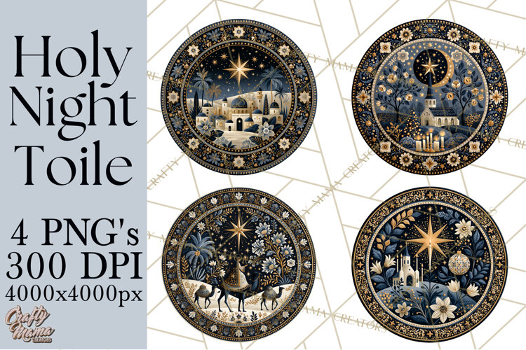 Sacred Christmas Toile Medallions PNG, Christian Christmas example image 1