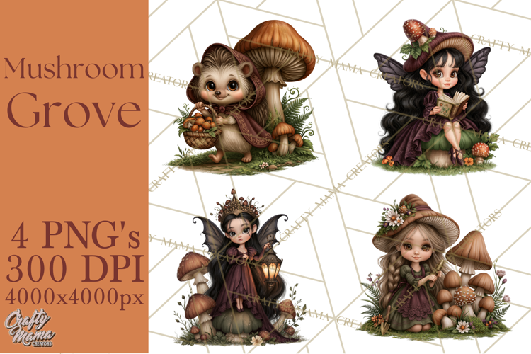 Gothic Mushroom Clipart PNG, Halloween Forest Characters