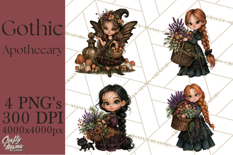 Gothic Apothecary Clipart PNG, Halloween Potions