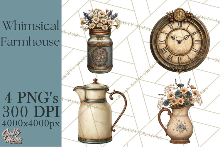 Whimsical Farmhouse Furniture Clipart PNG