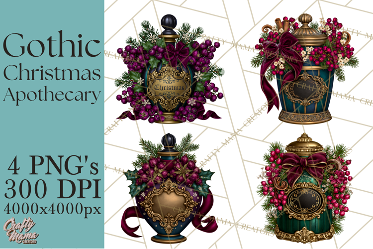Gothic Christmas Apothecary PNG, Christmas Potions