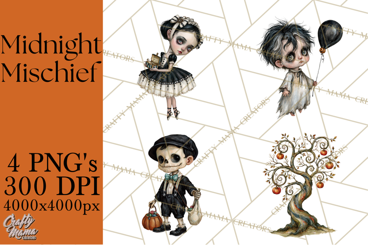 Spooky Kids PNG, Vintage Halloween Clipart