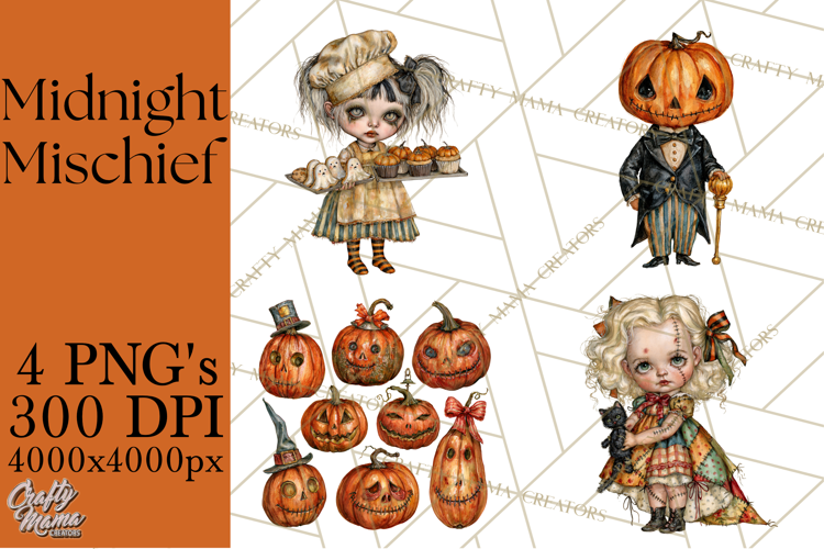 Spooky Kids PNG, Vintage Halloween Clipart