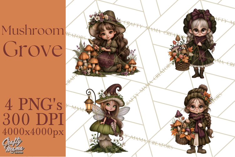 Gothic Mushroom Clipart PNG, Halloween Forest Characters