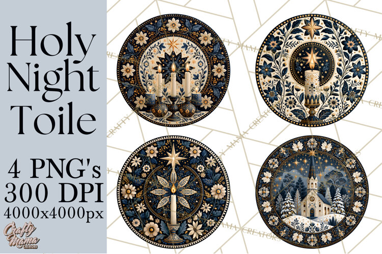 Sacred Christmas Toile Medallions PNG, Christian Christmas example image 1