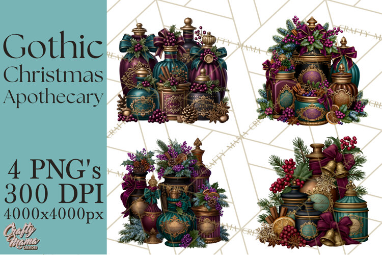 Gothic Christmas Apothecary PNG, Christmas Potions example image 1