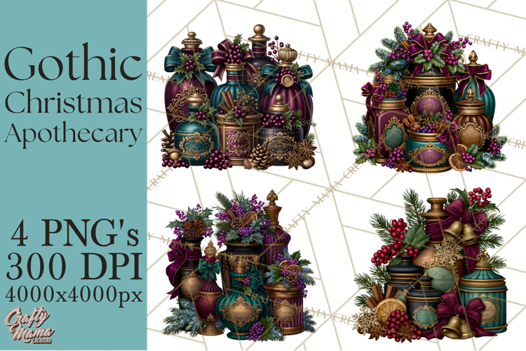 Gothic Christmas Apothecary PNG, Christmas Potions