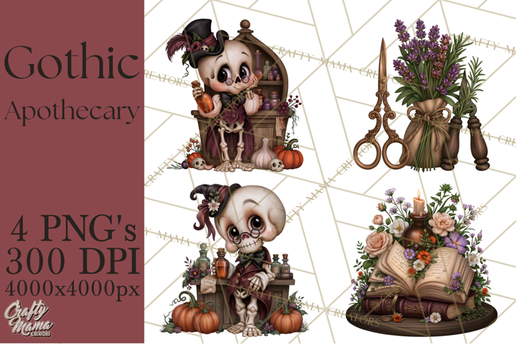 Gothic Apothecary Clipart PNG, Halloween Potions