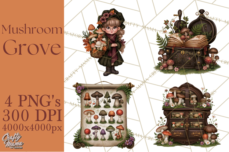Gothic Mushroom Clipart PNG, Halloween Forest Characters