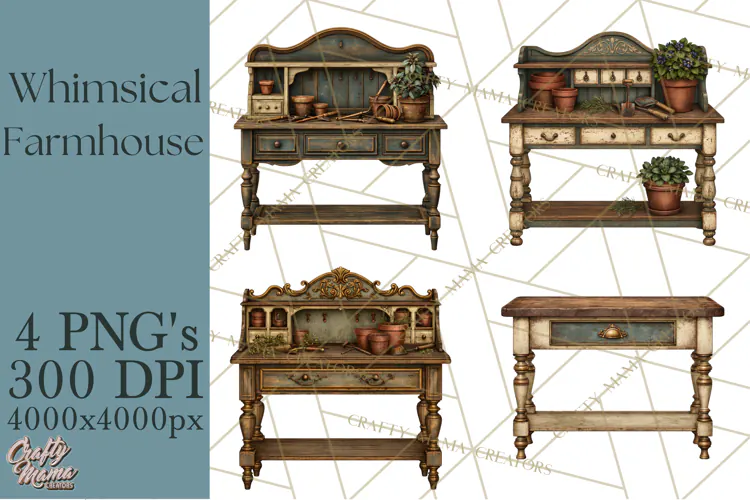 Whimsical Farmhouse Furniture Clipart PNG