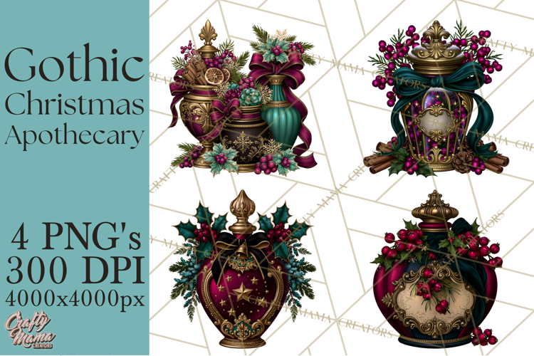 Gothic Christmas Apothecary PNG, Christmas Potions