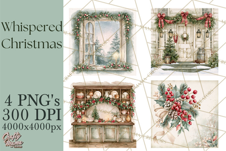 Christmas Watercolor Backgrounds PNG example image 1