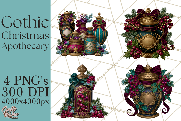 Gothic Christmas Apothecary PNG, Christmas Potions