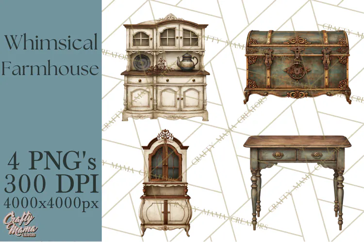 Whimsical Farmhouse Furniture Clipart PNG