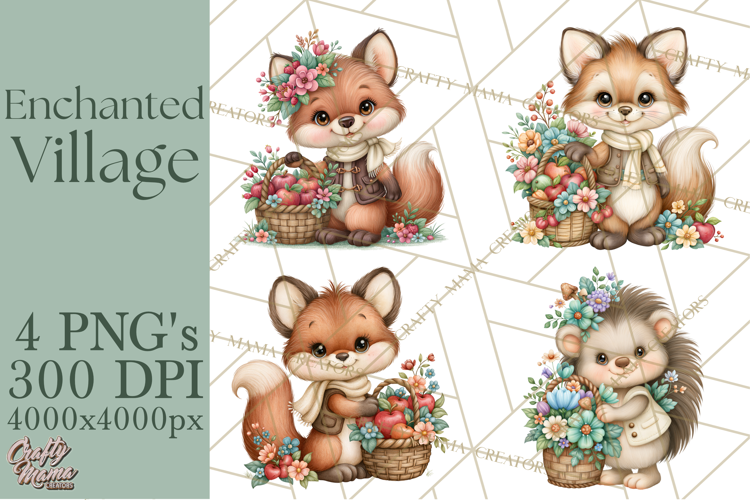 Enchanted Village Clipart PNG, Cozy Cottage Town