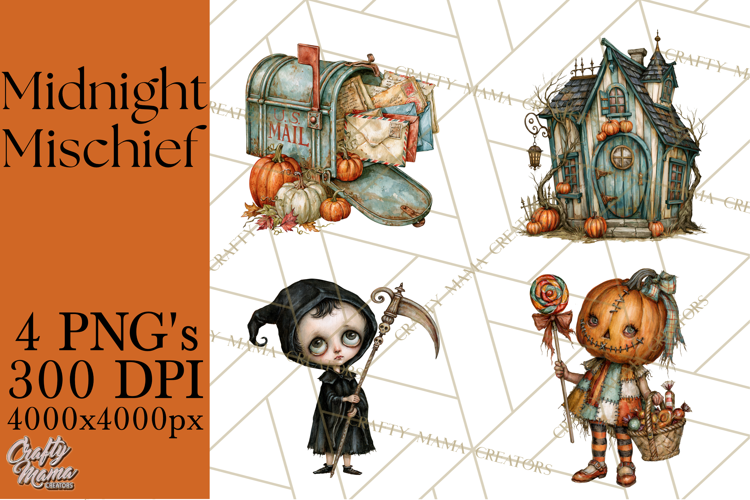 Spooky Kids PNG, Vintage Halloween Clipart