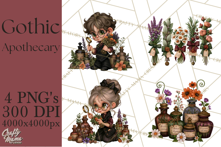Gothic Apothecary Clipart PNG, Halloween Potions