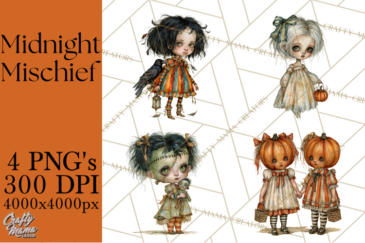 Spooky Kids PNG, Vintage Halloween Clipart