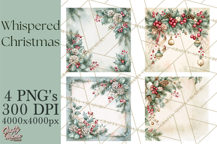 Christmas Watercolor Backgrounds PNG example image 1