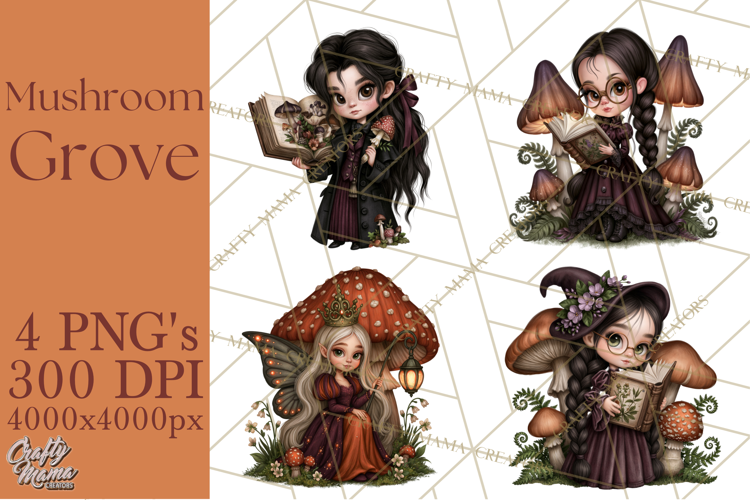 Gothic Mushroom Clipart PNG, Halloween Forest Characters