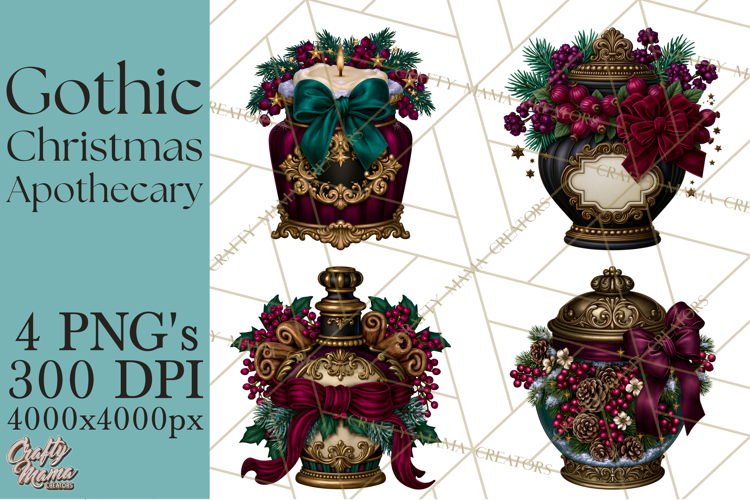 Gothic Christmas Apothecary PNG, Christmas Potions