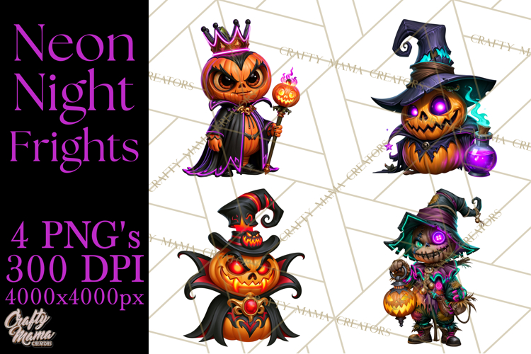 Neon Night Frights PNG Halloween Clipart