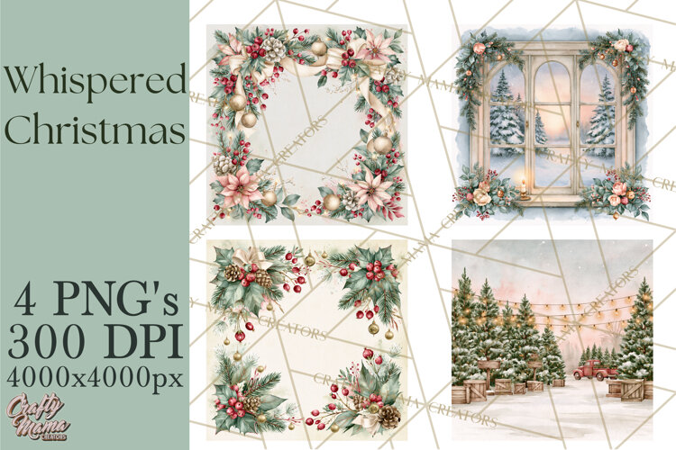 Christmas Watercolor Backgrounds PNG example image 1