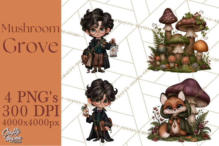 Gothic Mushroom Clipart PNG, Halloween Forest Characters